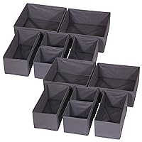 DIOMMELL 12 Pack Foldable Cloth Storage Box Closet Dresser Drawer Organizer Fabric Baskets Bins Containers Divider for Baby Clothes Underwear Bras Socks Lingerie Clothing,Dark Grey 444