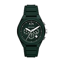 A｜X Armani Exchange Men's Chronograph Green Silicone Band Watch (Model: AX4163)