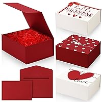Pasimy 3 Pcs Valentine Gift Boxes with Lid Large Valentines Day Boxes Valentine Collapsible Gift Box with Magnetic Closure Bridesmaid Proposal Box for Valentine's Day Wedding Birthday Party Supplies