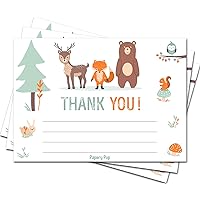 30 Woodland Thank You Cards with Envelopes (30 Pack) - Baby Shower Notecards - Baptism