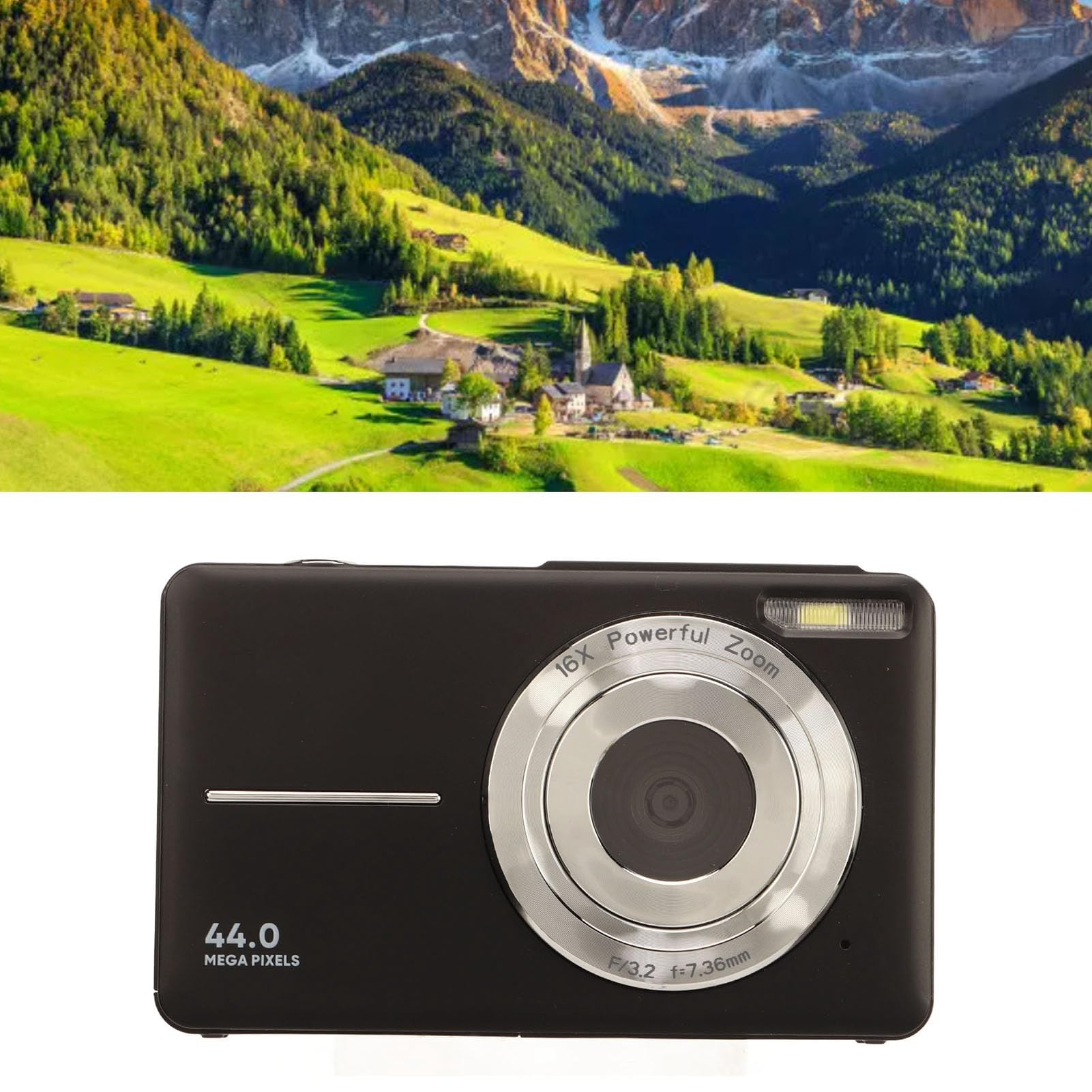 Digital Camera,HD 1080P Autofocus Digital Camera, 16X Zoom, Portable Pocket Size, 2.4 Inch IPS Screen, US Plug(Black)