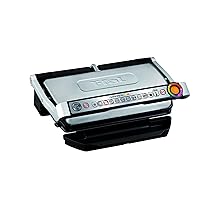T-Fal OptiGrill Stainless Steel XL Electric Grill 6 Servings 9 Intelligent Automatic Cooking Modes 1800 Watts Nonstick Removable Plates, Dishwasher Safe, Indoor, Frozen Food