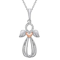 Pretty Jewels Angel Heart Diamond Pendant-Necklace in 925 Sterling Silver 18