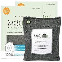 Moso Natural Air Purifying Bag 200g (2 Pack). A Scent Free Odor Eliminator for Cars, Closets, Bathrooms, Pet Areas. Premium Moso Bamboo Charcoal Odor Absorber. (Charcoal Grey)