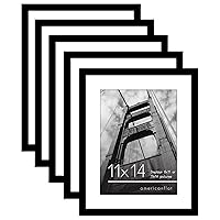 Americanflat 11x14 Picture Frame Set of 5 in Black - Use as 8x11 Picture Frame with Mat or 11x14 Frame Without Mat - Picture Frames Collage Wall Decor - Horizontal or Vertical Display
