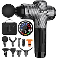 TOLOCO Massage Gun, Upgrade Deep Tissue Back Massager with 9 Replacement Heads, Percussion Massage Guns for Athletes for Pain Relief, Super Quiet Electric Massager for Treatment, Relax, Carbon