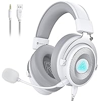 EKSA USB Gaming Headset for PC, Computer Headphones with Detachable Noise Cancelling Microphone, 7.1 Surround Sound, 50MM Driver, Wired Headset with Mic for PS4/PS5, Xbox One, Laptop, Work
