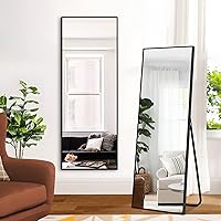 PexFix Full Body Mirror Length with Black Aluminum Alloy Frame Stand Wall Mounted Hanging for Bedroom Bathroom Living Room Decor,43''×16'' (1013)