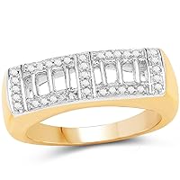 14K Yellow Gold Plated 0.19 Carat Genuine White Diamond .925 Sterling Silver Ring