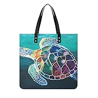 Sea Turtle Painting Printed Tote Bag for Women Fashion Handbag with Top Handles Shopping Bags for Work Travel
