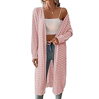 Pink Queen Women's Lightweight Long Cardigan Sweaters Casual Long Sleeve Open Front Drop Shoulder Oversized Fall Knitwear