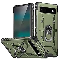 YEXIONGYAN-Case for Google Pixel 8 Pro/Pixel 8 Military Grade Shockproof Heavy Duty Hard Phone Cover Metal Ring Holder Protective Shell (8 Pro,Green)