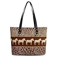 Womens Handbag Animals Horse Giraffe Prints Leather Tote Bag Top Handle Satchel Bags For Lady