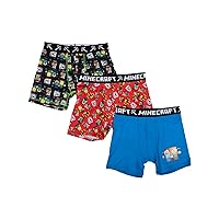 Minecraft Boys Boxer Briefs (3 Pack) with Steve and Various Monsters (Extra Small (Size 4))