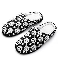 Valentine's Day Panda Heart Men's House Slippers Nonslip Soft Cotton Shoes Slip On Slippers for Indoor Outdoor