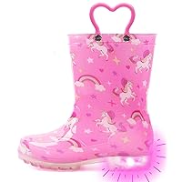 Outee Toddler Kids Adorable Lightwight Waterproof Rain Boots Light Up by Steps