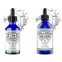 Liquid Zinc + Colloidal Silver (Immune Support) - 99.99% Pure Silver Colloidal - 4 oz - 60 Servings - 2 Month Supply - Glass Bottle - 50 ppm Coloidal Silver Drops - Clear Liquid Silver
