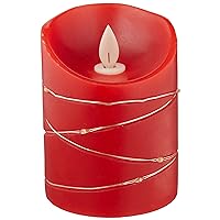 Kurt S. Adler 4-Inch Battery-Operated Flicker Flame Red Candle with Fairy Lights