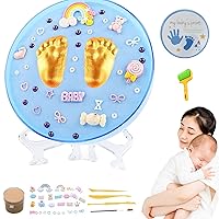 Baby Footprint Kit, Baby Hand and Footprint Kit, Safe Baby Footprint Kit with Soft Print Mud, Sealed Baby Footprint Ornament Kit, Funny Paw Print Kit for New Parents Gift Blue
