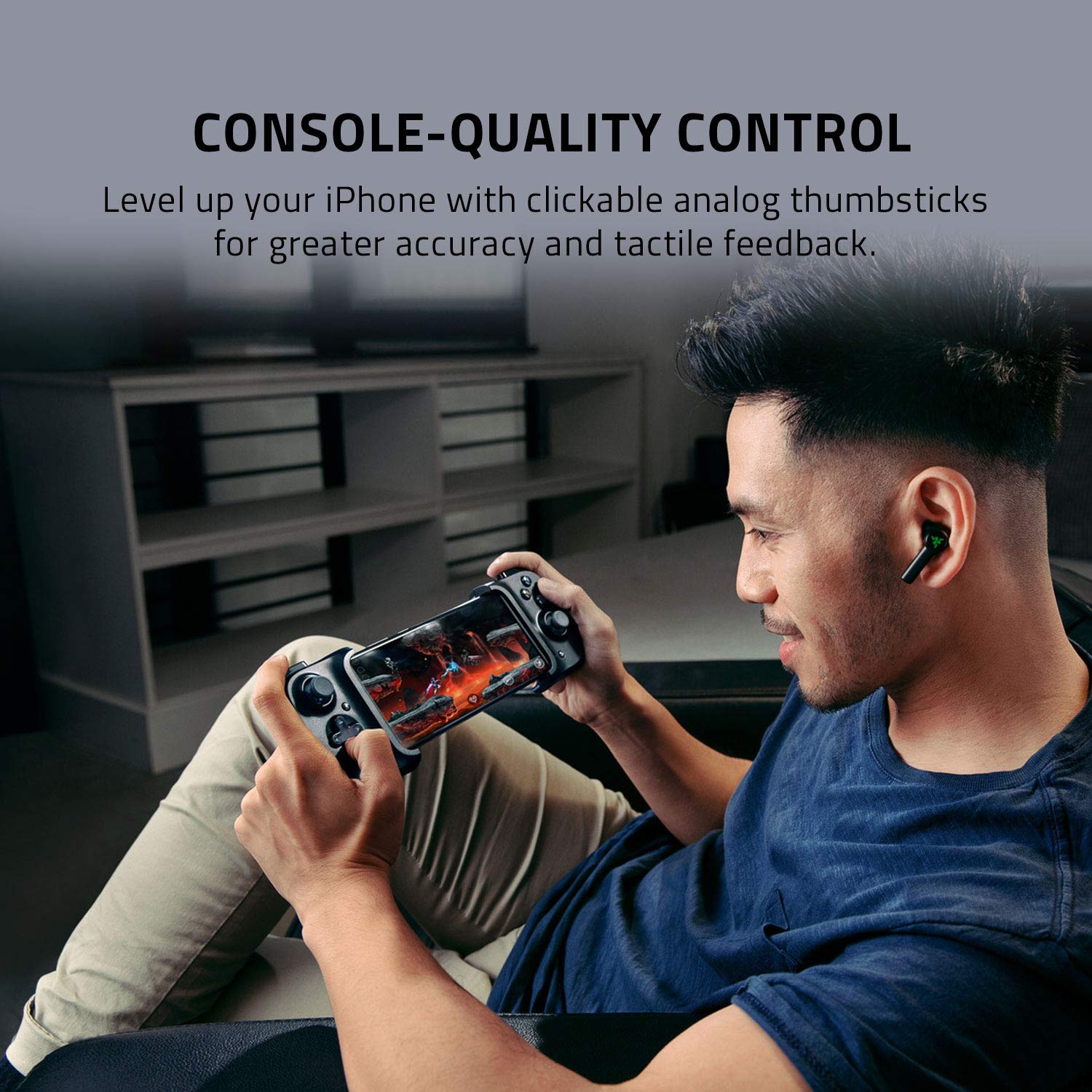 Razer Kishi Mobile Game Controller/Gamepad for iPhone iOS: Works with most iPhones – X, 11, 12, 13, 13 Max - Apple Arcade, Amazon Luna, Google Stadia - Lightning Port Passthrough - MFi Certified