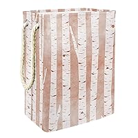 Laundry Hamper Birch Tree White Vintage Collapsible Laundry Baskets Firm Washing Bin Clothes Storage Organization for Bathroom Bedroom Dorm