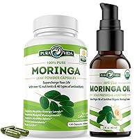 PURA VIDA MORINGA Capsules (120 Count) Organic Moringa Oil (2fl oz)