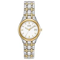 Citizen Women's Eco-Drive Dress Classic Watch in Two-tone Stainless Steel, White Dial (Model: EW1264-50A)