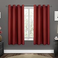 Exclusive Home Sateen Twill Woven Room Darkening Blackout Grommet Top Curtain Panel Pair, 52