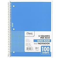 Mead Spiral Notebook, 1-Subject, Graph Ruled Paper, 7-1/2