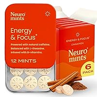 Energy Caffeine Mints (72 Pieces) - Sugar Free with L-theanine + Natural Caffeine + Vitamin B12 & B6 - Nootropic Energy & Focus Supplement for Women & Men