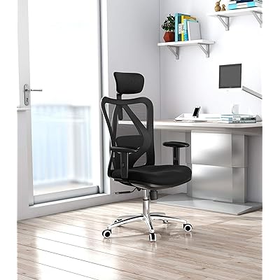 SIHOO M18 Ergonomic Office chair for Big and Tall People Adjustable  Headrest with 2D Armrest Lumbar Support and PU Wheels Swivel