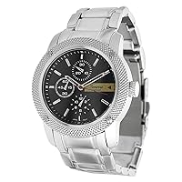 Geneva PlatinumC 3323 Men's Chronograph-style Link Watch-SIL/BLK