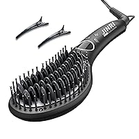 JINRI Hair Straightener Brush,30S Fast Heating Ceramic Hair Straightener Comb & Iron with Anti-Scald,Travel & Salon，Best Soft Round Touch Body for Home