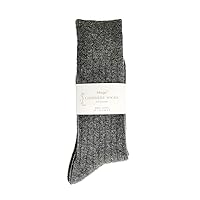 Pure Cashmere Men Rib Socks, Warm Cosy Smooth Seamless Toes Sewed by Hand