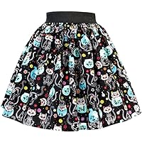 Day of The Dead Kitty Pleated Skirt Black XL
