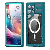 Guppy for Galaxy S24 Ultra Magnetic Waterproof Case, Built-in Screen Protector [IP68 Waterproof][6.6FT Military Drop Proof] 360° Full Body Protection Dustproof Shockproof Heavy Duty Rugged Case, Cyan
