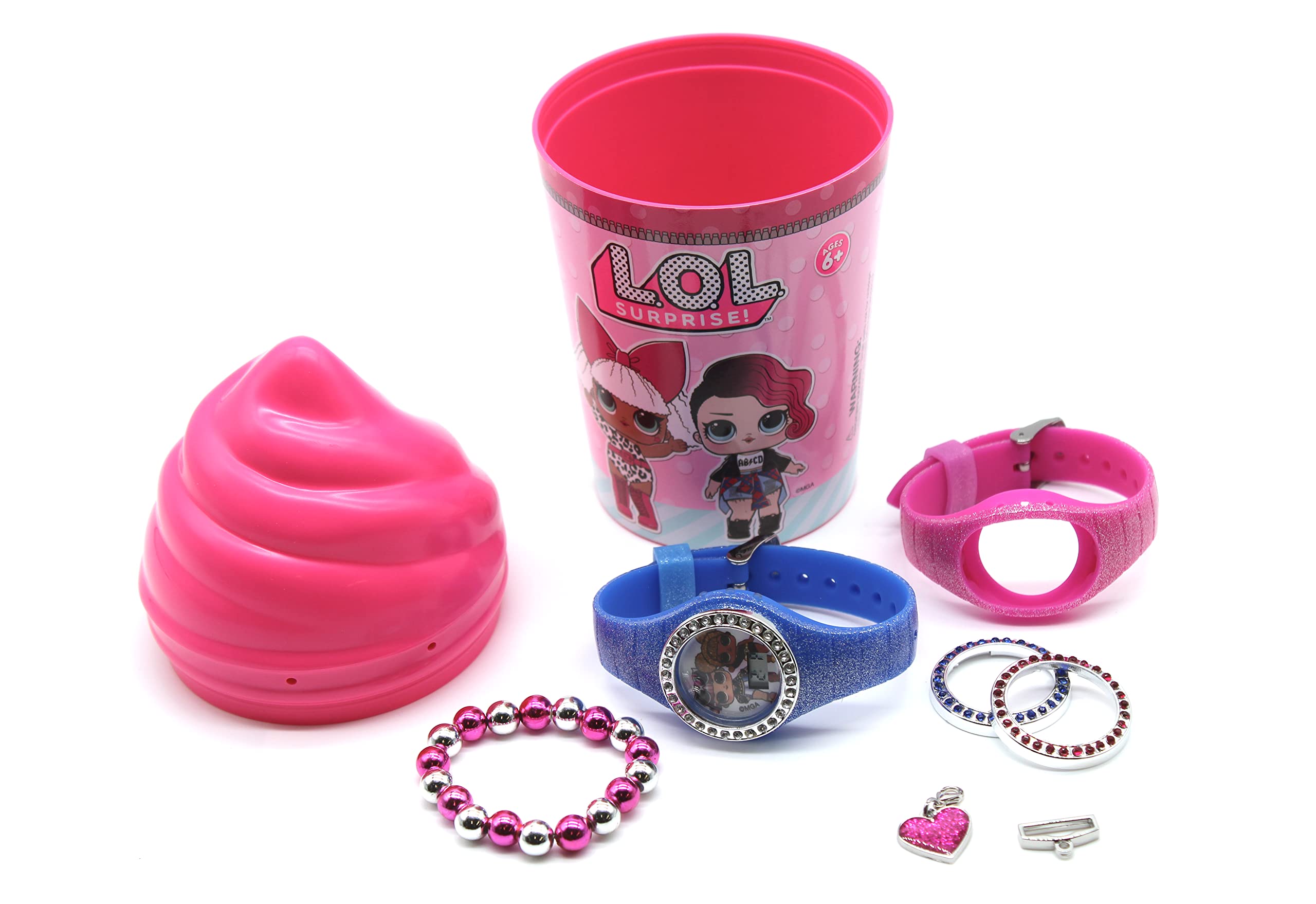 Accutime LOL Surprises Digital Quartz Light Pink Wrist Watch with Unicorns Rainbows Strap for Girls and Boys with Flashing LED Lights (Model: LOL40101AZ)