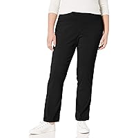 SLIM-SATION Women's Plus Size Wide Band Tall Pull-on Straight Leg Pant with Tummy Control