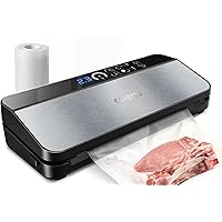 Vacuum Sealer Machine, ETL TESTED & CERTIFIED 95KPA Digital Display Food Sealer with Built-in Cutter and Bag Storage(Up to 20 Feet Length), With 2 Bag Rolls 11”x16’ &8”x16’, Both Auto&Manual Options