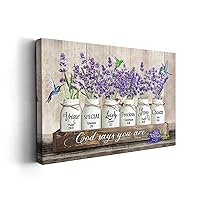 Kasluolo Purple Lavenders Wall Art Inspirational Canvas Picture for Bathroom Wall Decor Bible Verses - God Says You Are Painting Wall Décor for Bathroom Bedroom Office Framed Artwork 12x16 inch