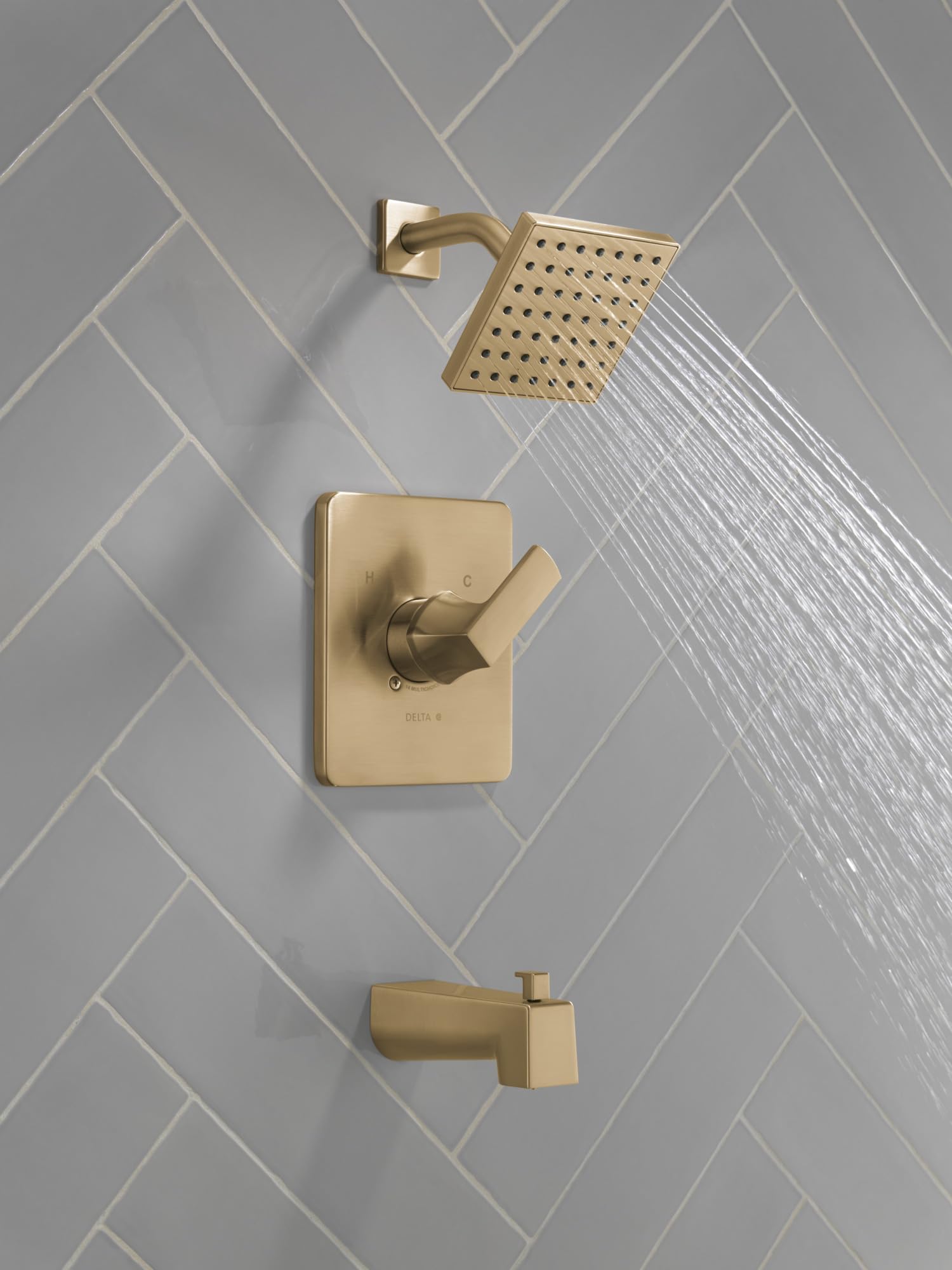 Delta Faucet Velum 14 Series Single-Function Gold Tub and Shower Faucet Set, Valve Trim Kit, Shower Handle, Delta Shower Trim Kit, Shower Set, Champagne Bronze T14437-CZ (Valve Not Included)