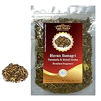 Havan Samagri for Burning (100g Fragrant Dried Herbs with Turmeric) Hawan Kund Home Puja, Yagya, and Holy Hindu Pooja Religious Ceremony, Worship & Rituals