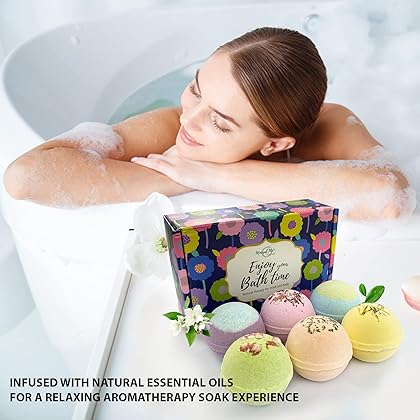 Bath Bombs for Women - 24 Natural and Organic Bath Bombs with Essential Oils and Moisturizing Shea Butter- BathBombs Gift Set for Relaxation and Calmness - Birthday Gift for Mom, Wife, Her