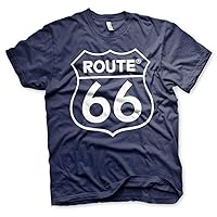 Route 66 Officially Licensed Logo Mens T-Shirt (Navy Blue)