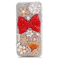 STENES iPhone 5C Case - Stylish - 100+ Bling Crystal - 3D Bling Handmade Big Red Bowknot Girls Bag Flowers Design Cover for iPhone 5C - Red