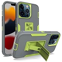 IVY 2in1 PC TPU Full Body Protective Case Cover for iPhone 13 Pro with Stand, Car Magnetic Suction, Screen&Camera Protection - Gray&Green