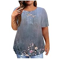 Plus Size Tunic Tops For Women Trendy Graphic Crew Neck Tees Spring Summer Lightweight Basic Clothes