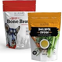 BLUEBIRD PROVISIONS Bone Broth Trial Pack (2 Pouches), Human Chicken Bone Broth and Beef Bone Broth for Dogs and Cats, 12g of Collagen Protein per Serving
