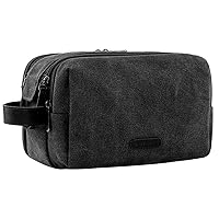 Toiletry Bag for Men, Canvas Travel Toiletry Organizer Dopp Kit Water-resistant Shaving Bag for Toiletries Accessories,Black-Large