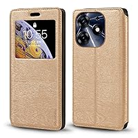 for Tecno Spark 10 Pro Case, Wood Grain Leather Case with Card Holder and Window, Magnetic Flip Cover for Tecno Spark 10 Pro Magic Magenta (6.8”)